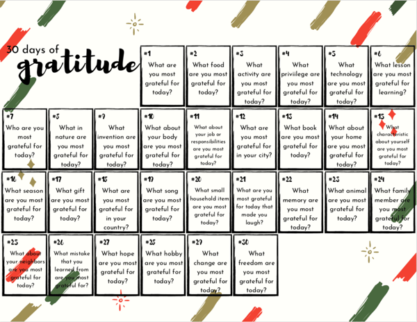 30 Days Of Gratitude Free Printable 30 Days Of Gratitude Free Printable